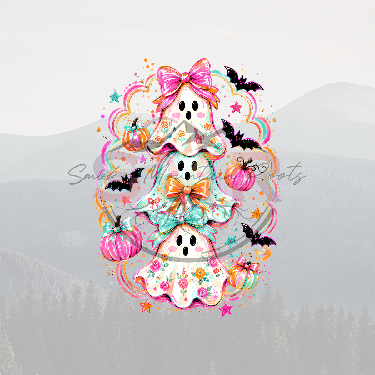 Preppy Stacked Ghost DTF Print 11in