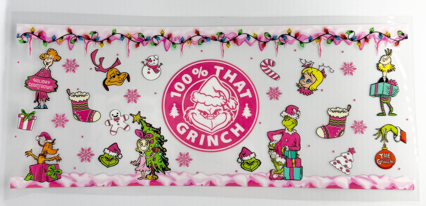 100% that Green guy 16oz Libbey Cup Wrap UV DTF