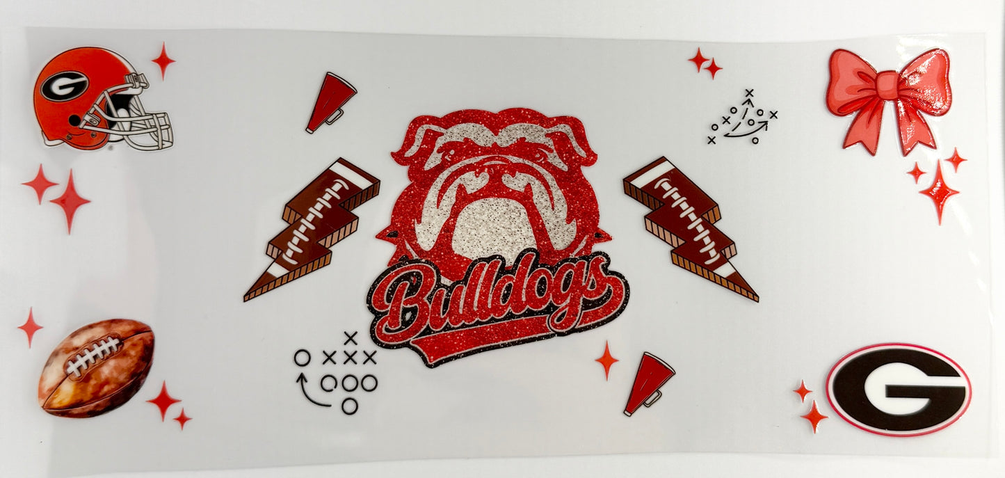GA Bulldogs 16oz Libbey Cup Wrap UV DTF