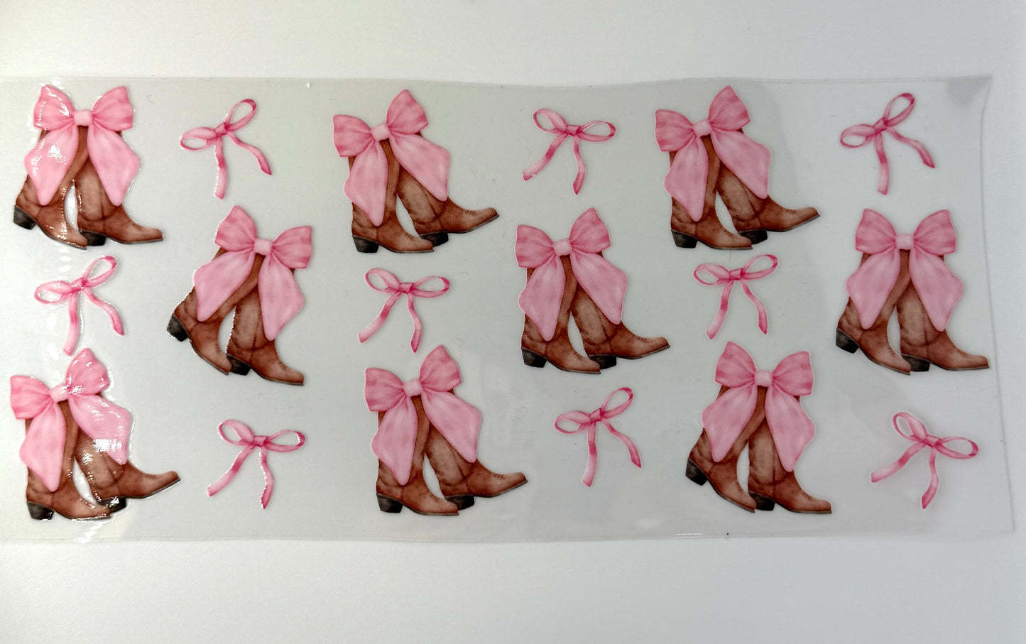 Coquette Pink Bow Cowboy Boots 16oz Libbey Cup Wrap UV DTF