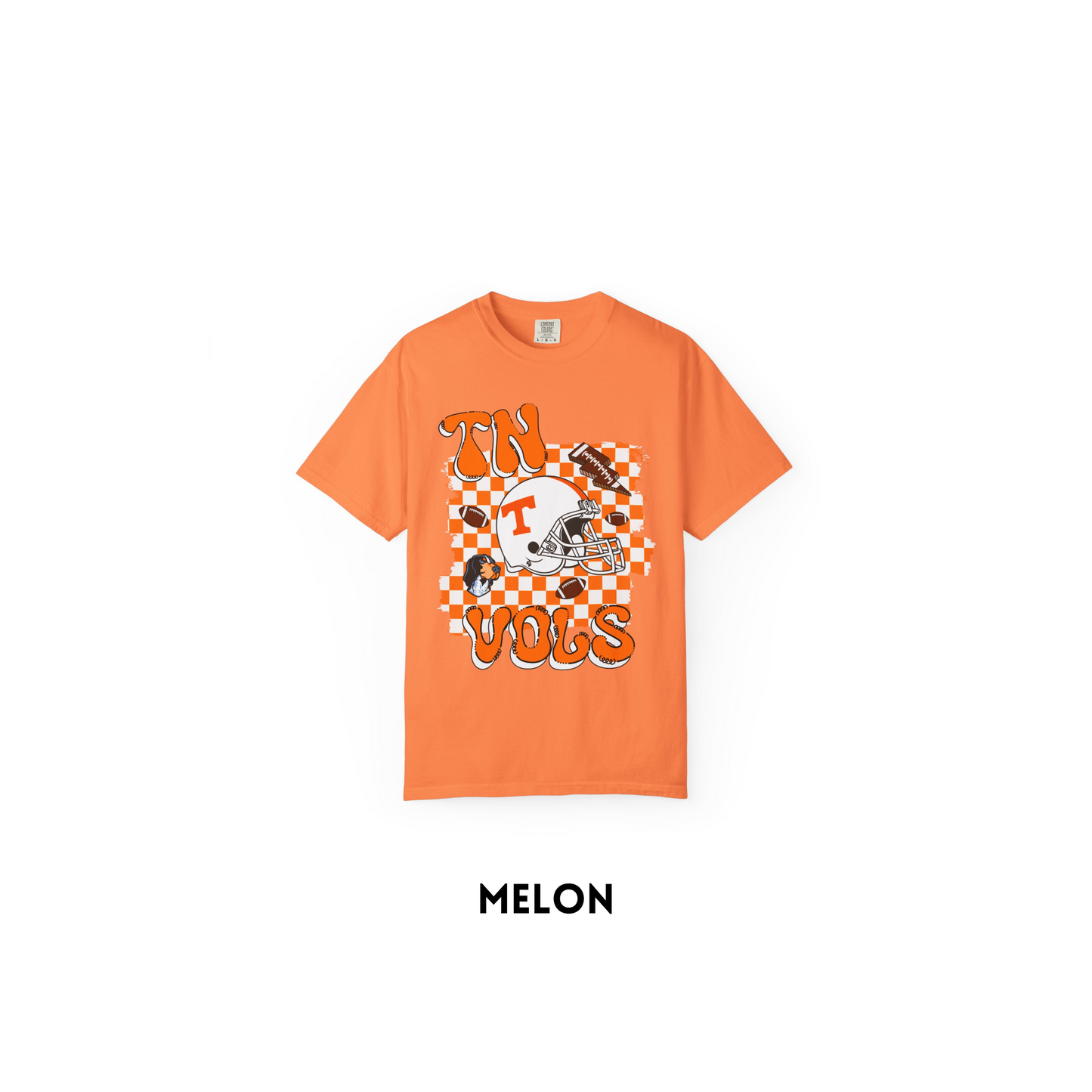 Orange & White Checkered Football Tee