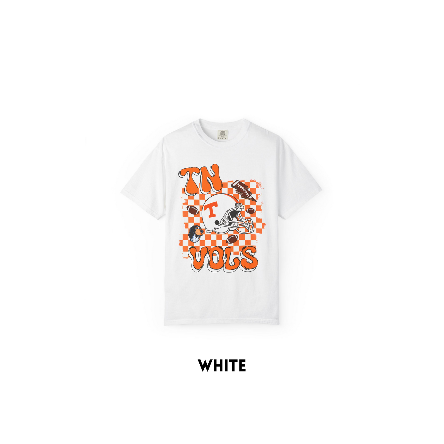 Orange & White Checkered Football Tee
