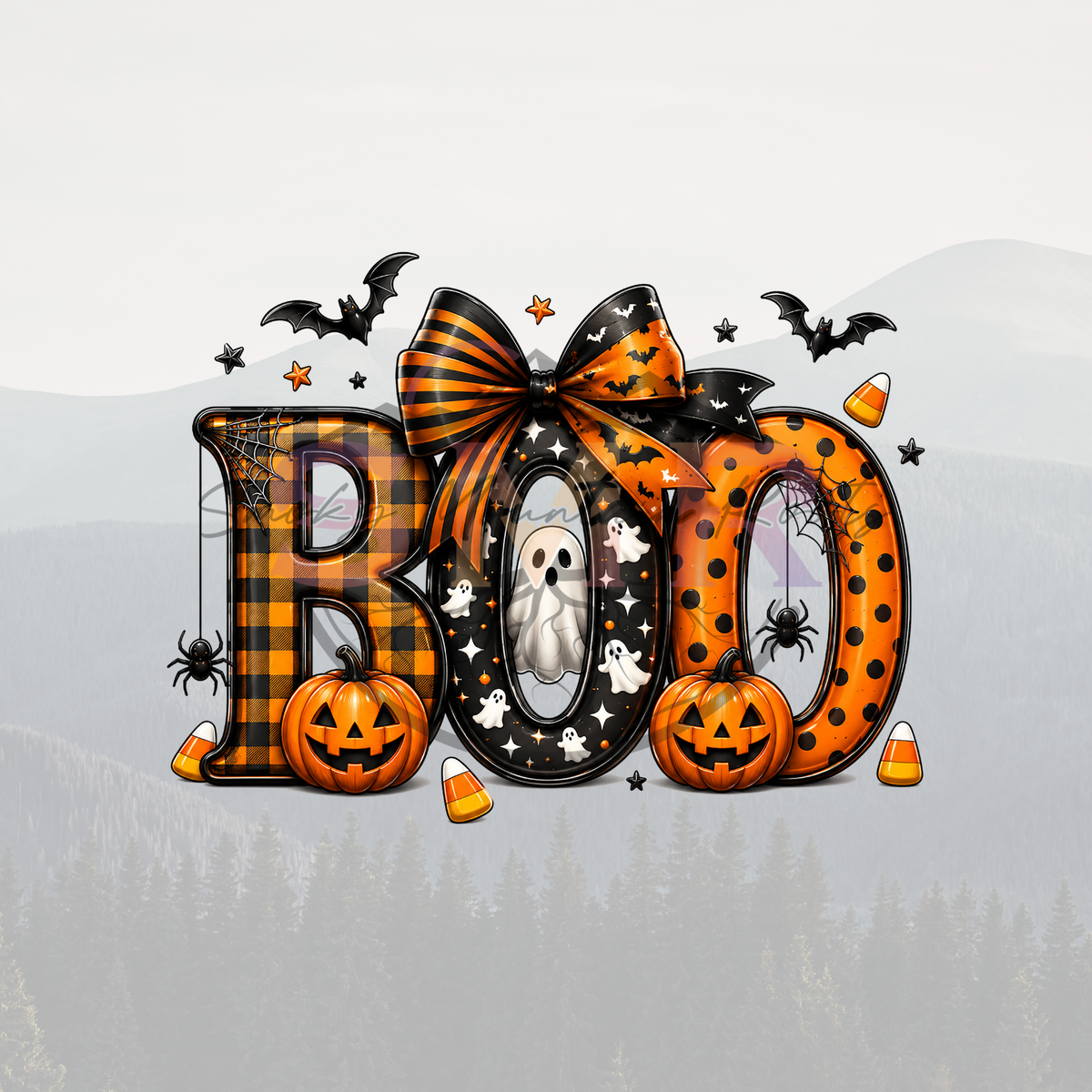 BOO Orange and Black DTF Print 11in