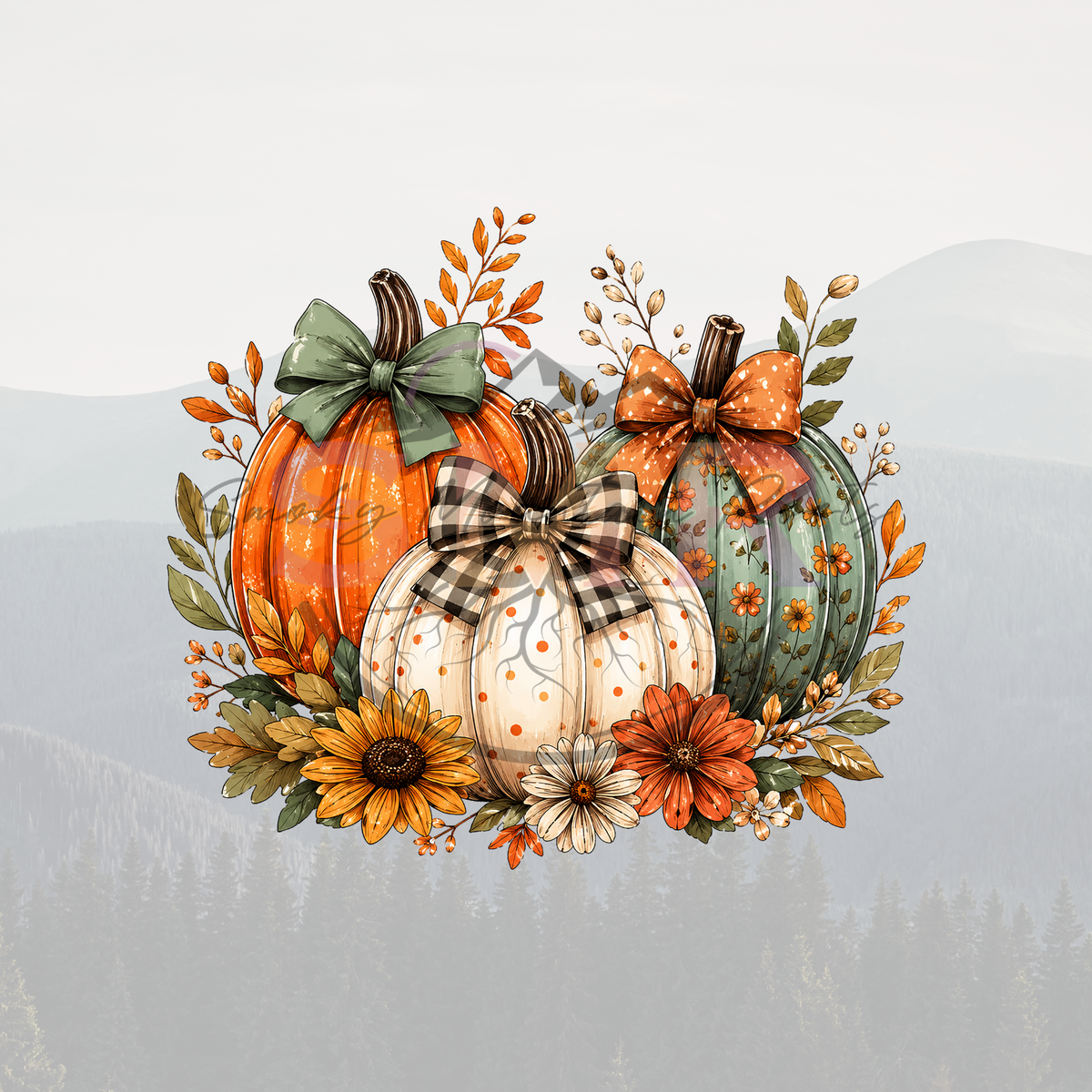 Fall Pattern Pumkins DTF Print 11in