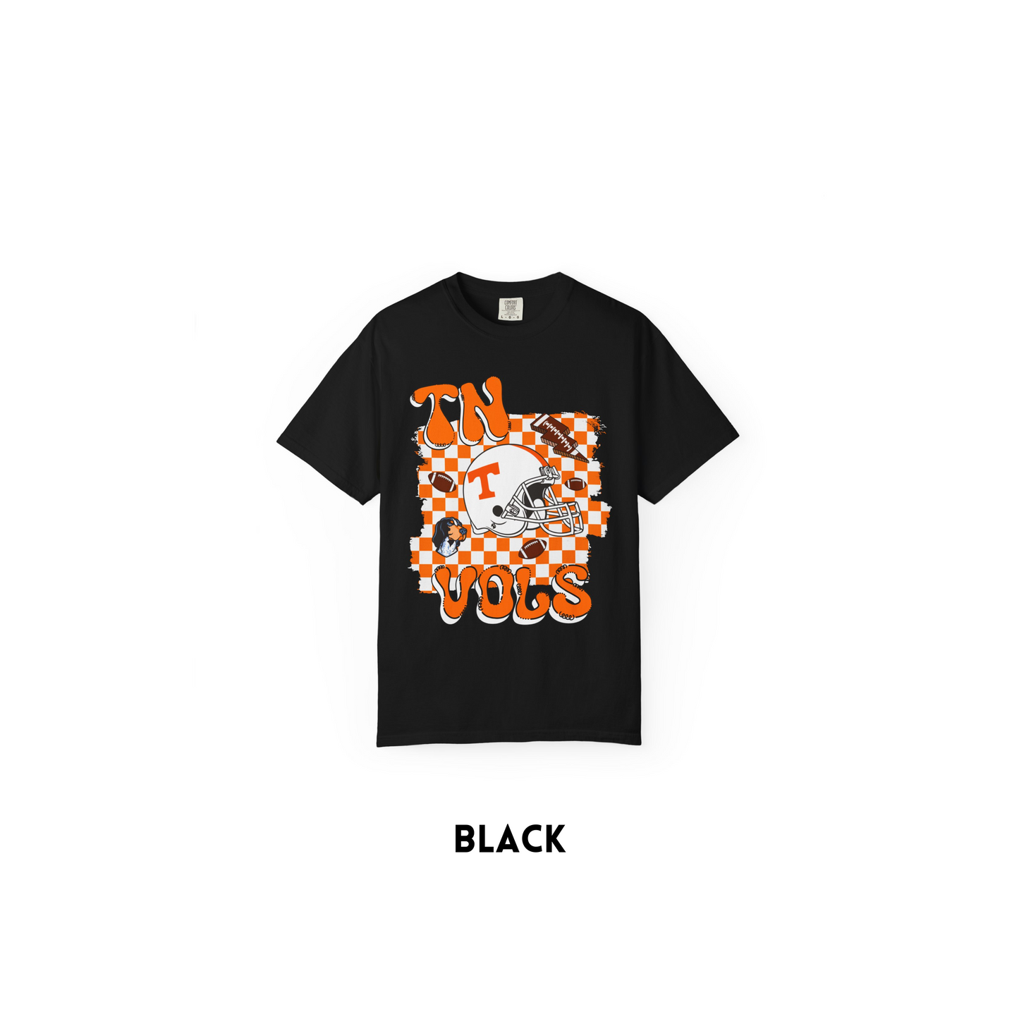 Orange & White Checkered Football Tee