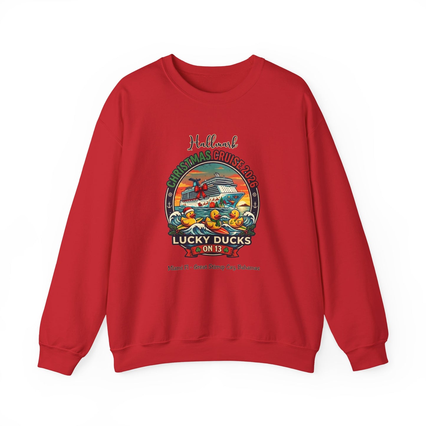 HM Christmas Cruise Surfing Lucky Ducks on 13 Crewnecks