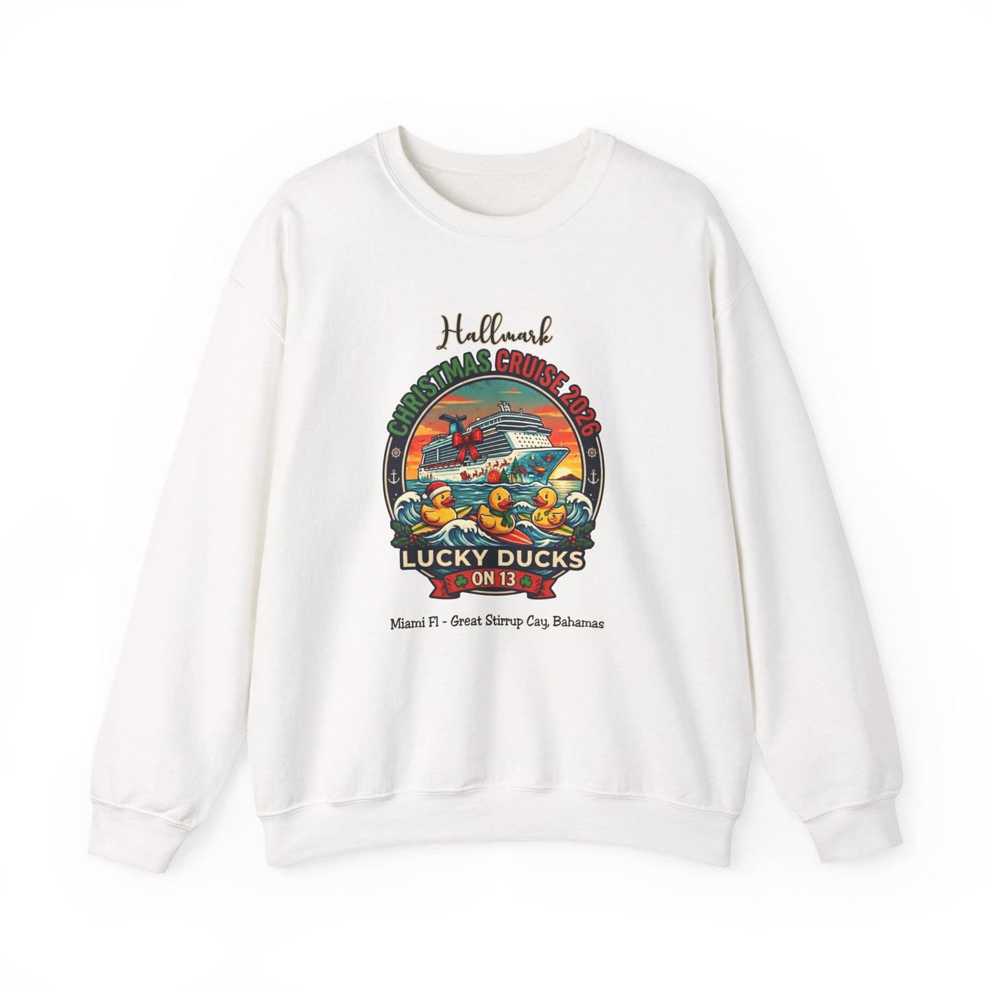 HM Christmas Cruise Surfing Lucky Ducks on 13 Crewnecks