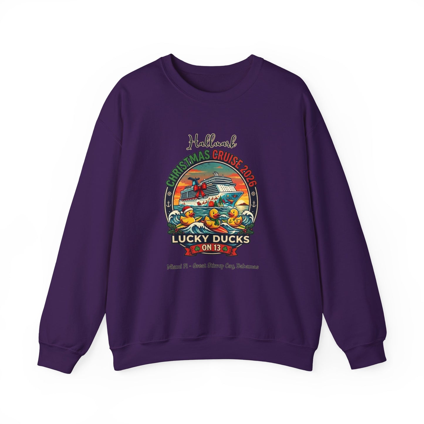 HM Christmas Cruise Surfing Lucky Ducks on 13 Crewnecks