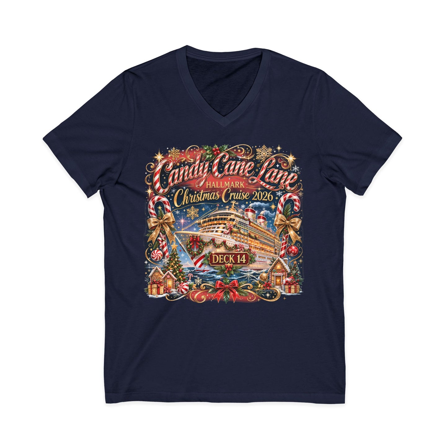 HM Candy Cane Lane Deck 14 V-Neck