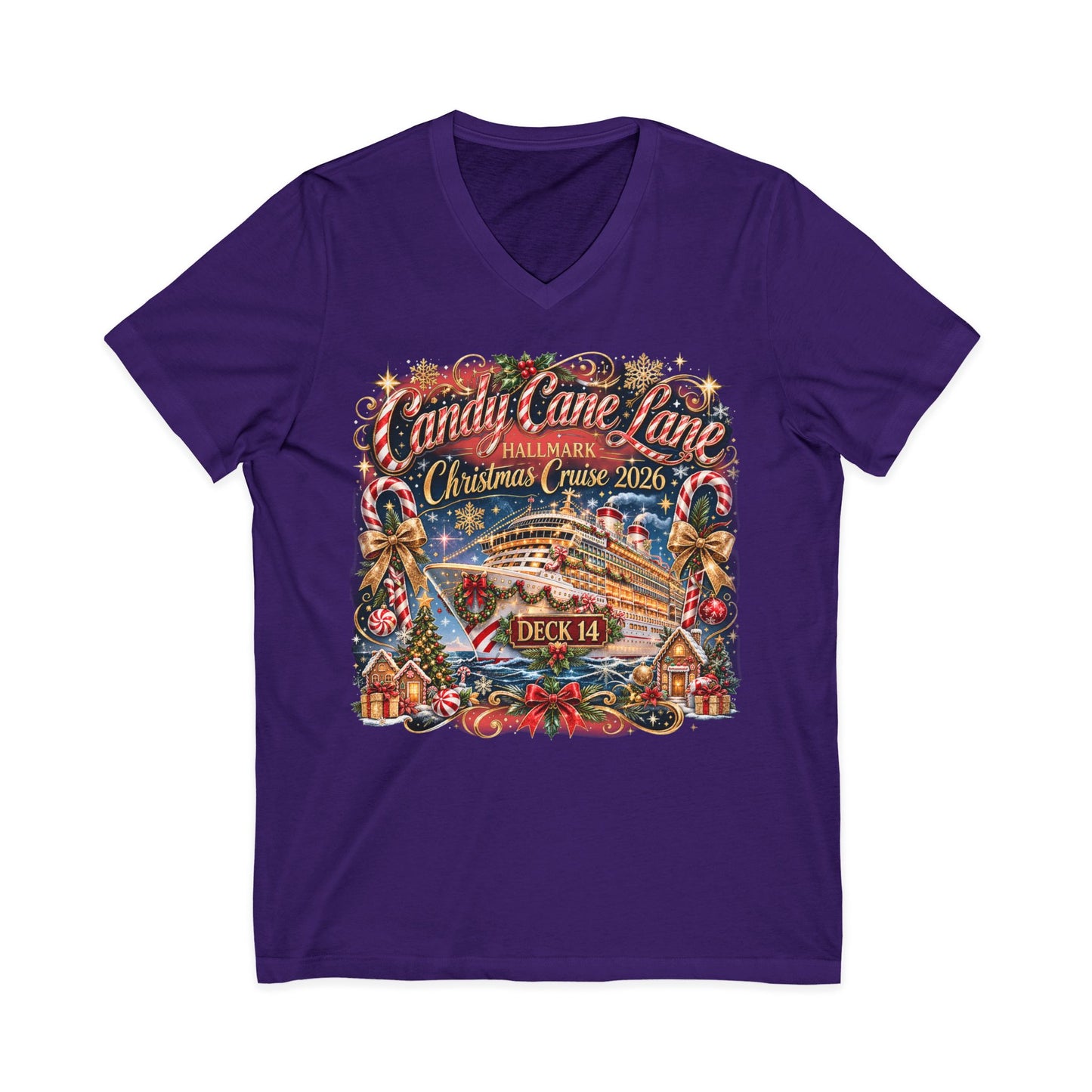 HM Candy Cane Lane Deck 14 V-Neck