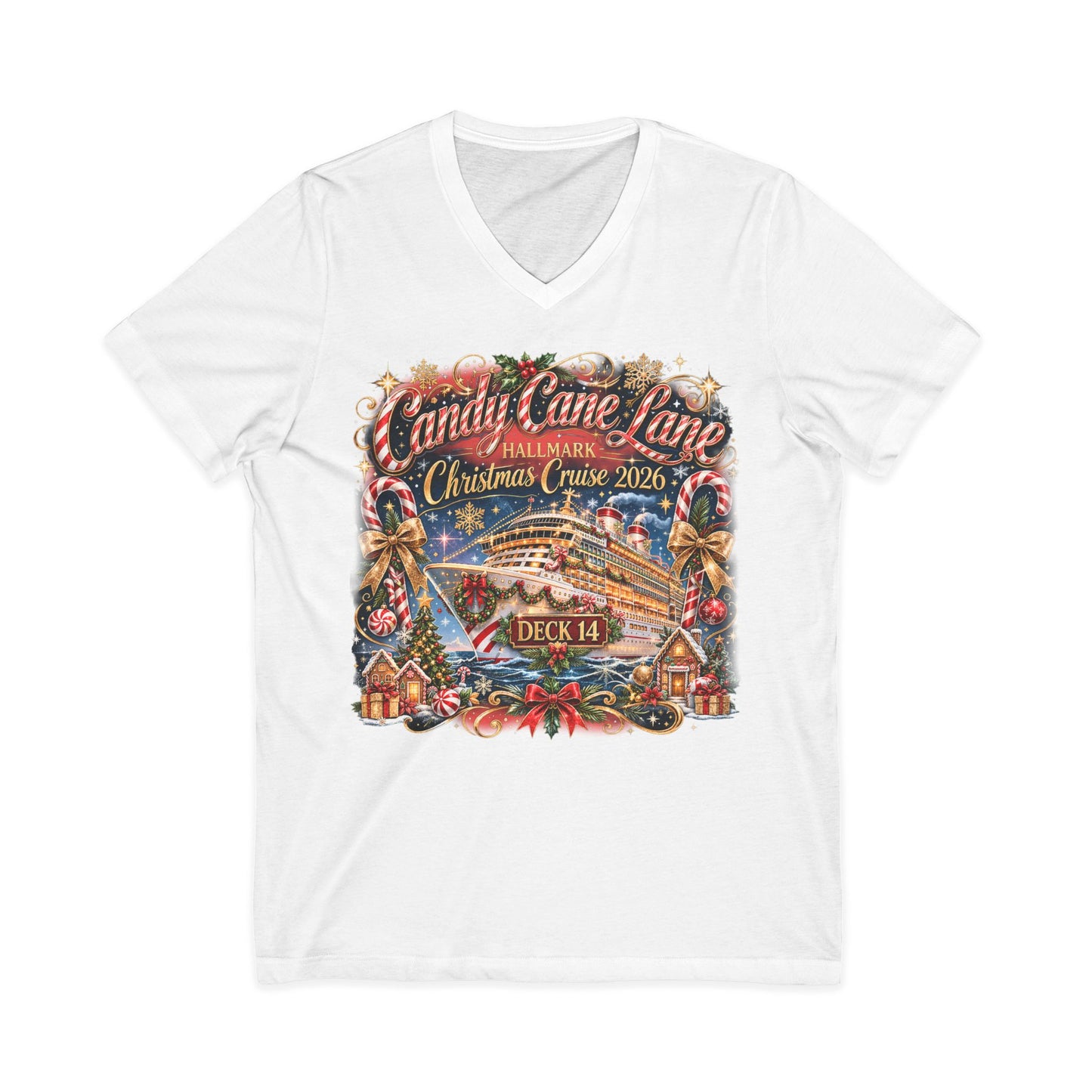 HM Candy Cane Lane Deck 14 V-Neck