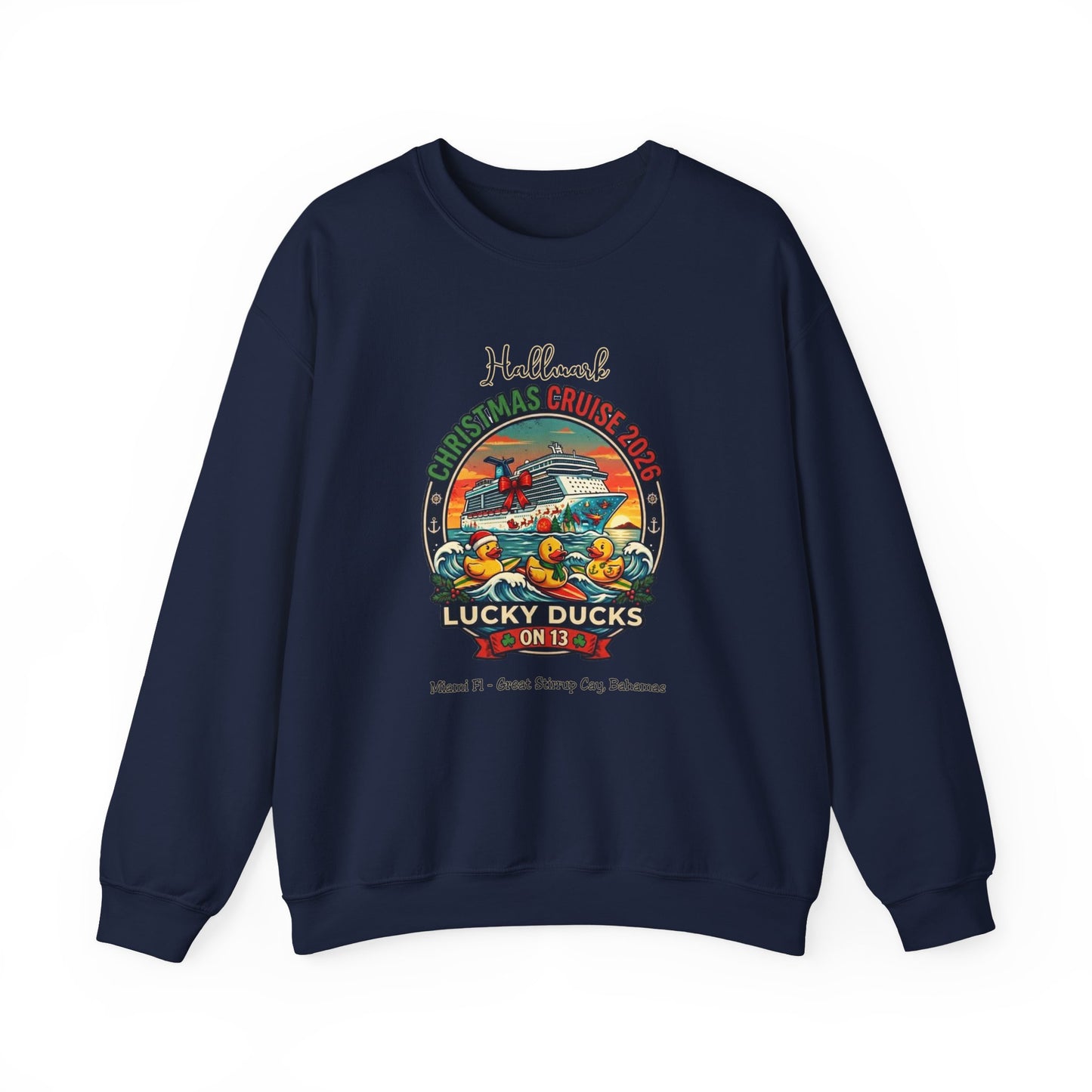 HM Christmas Cruise Surfing Lucky Ducks on 13 Crewnecks