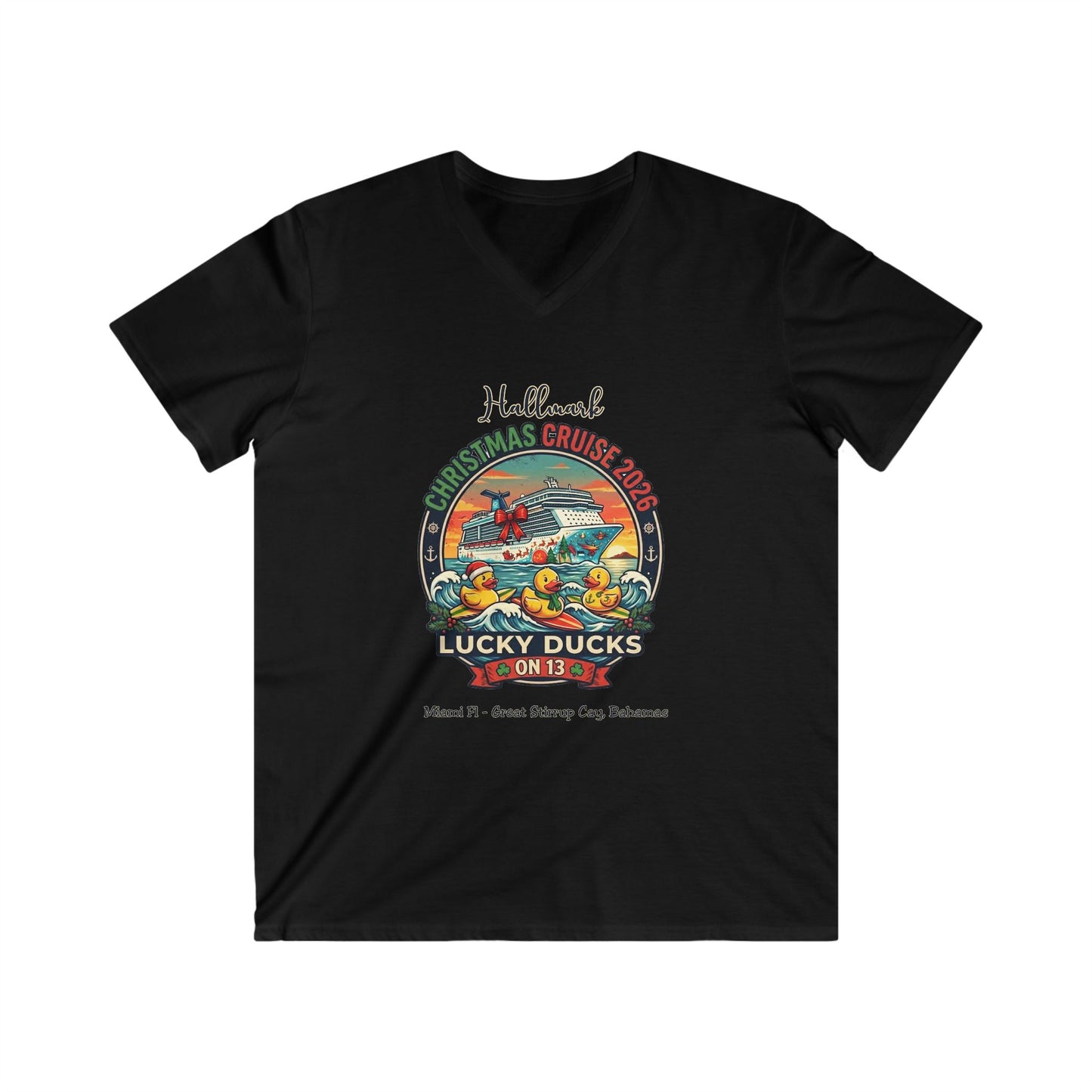 HM Christmas Cruise Surfing Lucky Ducks on 13 V-NECKS