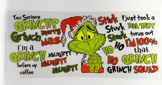 Stink Stank Stunk Green Guy 16 oz Libbey Cup Wrap UV DTF