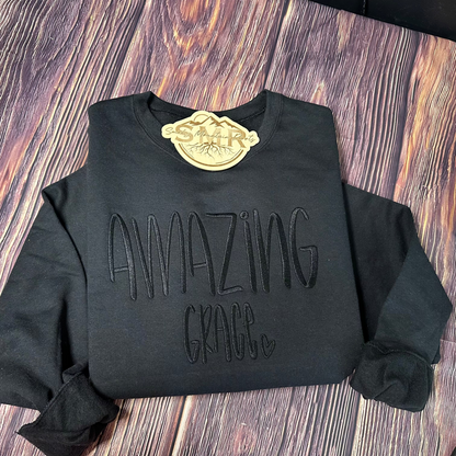 Amazing Grace Embroidery Monochrome Sweatshirt