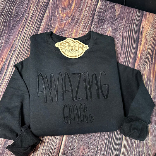 Amazing Grace Embroidery Monochrome Sweatshirt