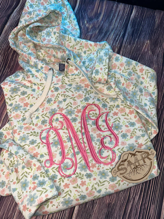 Floral Hooded Monogram Sweatshirt