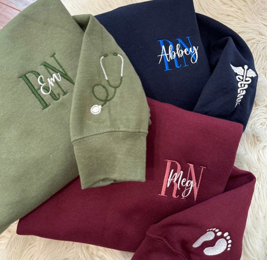 RN Embroidered Name Sweatshirt