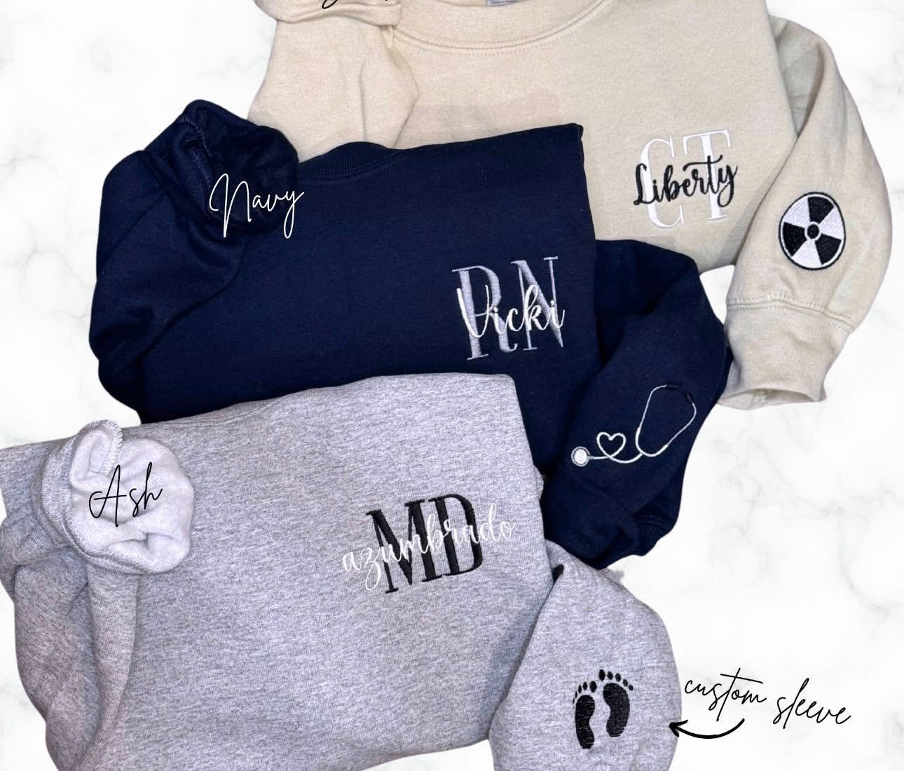 RN Embroidered Name Sweatshirt