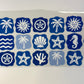 Tropical Ocean Blue Stamps 16oz Libbey Cup Wrap UV DTF