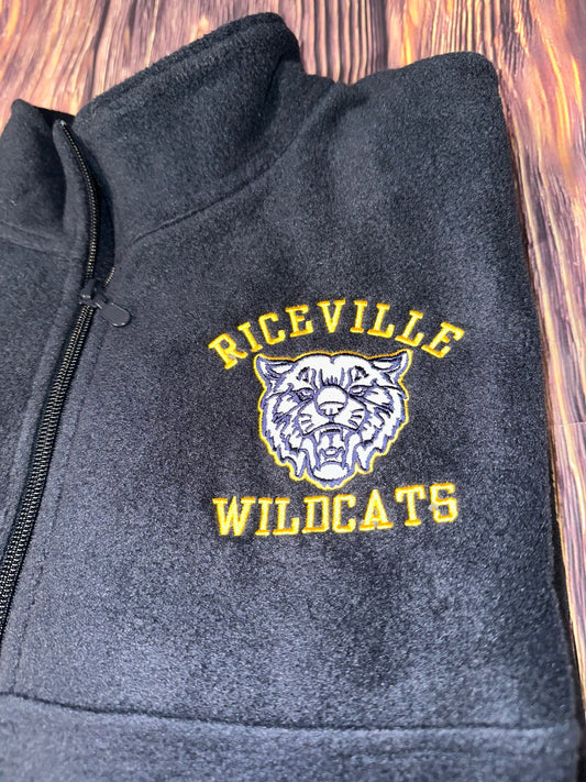 Riceville Wildcats Navy Fleece Quater Zip