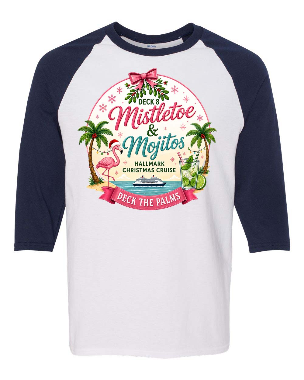 HM Mistletoe & Mojitos Deck 8 BASEBALL TEE